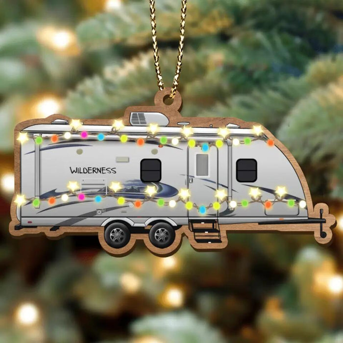 Custom Personalized Camping Xmas Wooden Ornament - Christmas Gift Idea For Camping Lover/ Christmas Decoration Gift