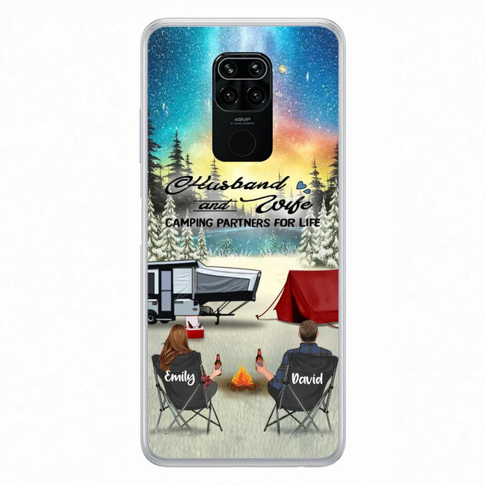 Custom Personalized Camping Xmas Phone Case - Christmas Gift For Camping Family/Couple/Single Parent/Solo - Upto 3 Kids and 4 Pets - Husband And Wife Camping Partners For Life - Case For Xiaomi, Oppo And Huawei