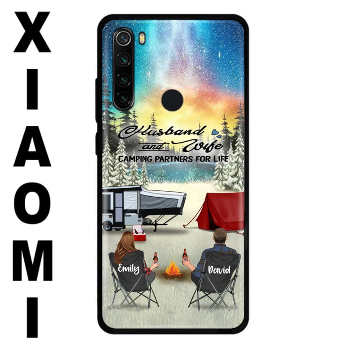 Custom Personalized Camping Xmas Phone Case - Christmas Gift For Camping Family/Couple/Single Parent/Solo - Upto 3 Kids and 4 Pets - Husband And Wife Camping Partners For Life - Case For Xiaomi, Oppo And Huawei