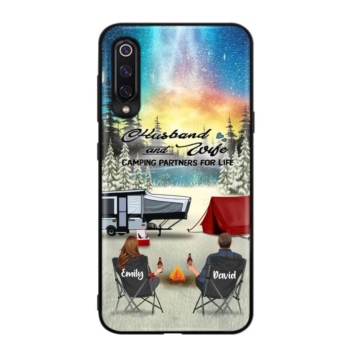 Custom Personalized Camping Xmas Phone Case - Christmas Gift For Camping Family/Couple/Single Parent/Solo - Upto 3 Kids and 4 Pets - Husband And Wife Camping Partners For Life - Case For Xiaomi, Oppo And Huawei