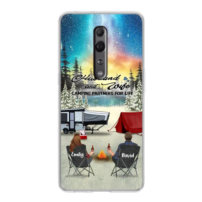 Custom Personalized Camping Xmas Phone Case - Christmas Gift For Camping Family/Couple/Single Parent/Solo - Upto 3 Kids and 4 Pets - Husband And Wife Camping Partners For Life - Case For Xiaomi, Oppo And Huawei