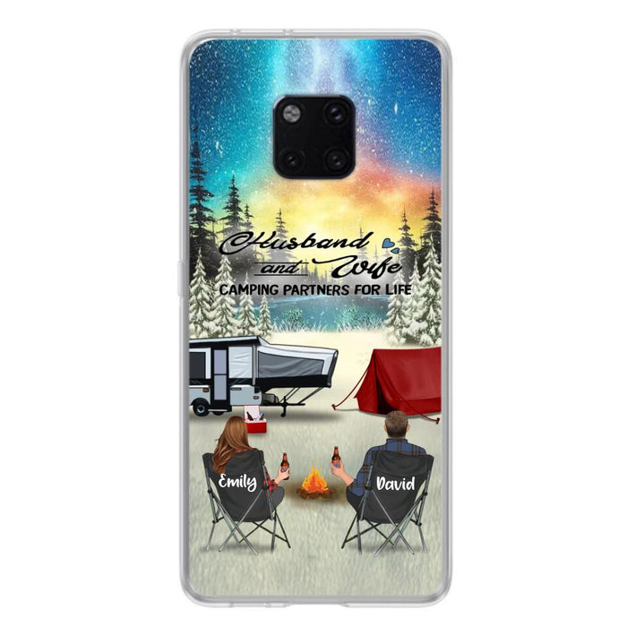 Custom Personalized Camping Xmas Phone Case - Christmas Gift For Camping Family/Couple/Single Parent/Solo - Upto 3 Kids and 4 Pets - Husband And Wife Camping Partners For Life - Case For Xiaomi, Oppo And Huawei