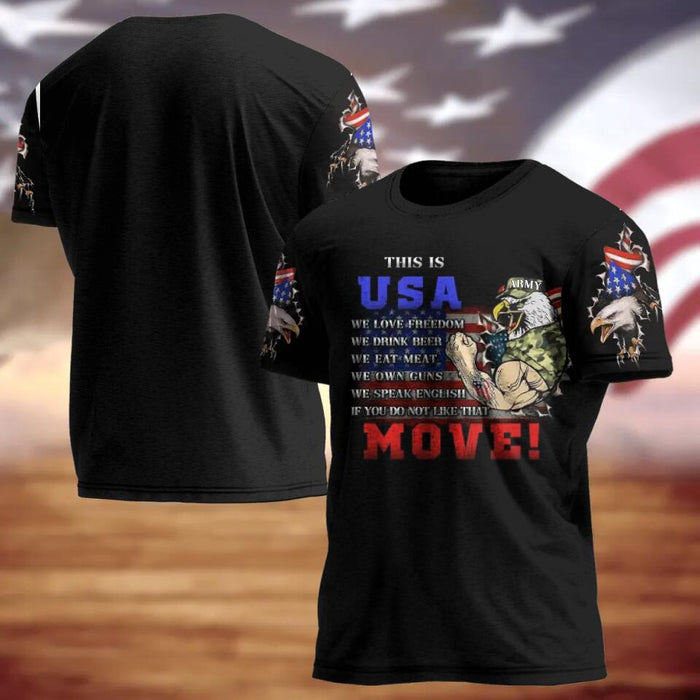 Custom Personalized Veteran T-shirt - Gift Idea For Veteran - This Is USA We Love Freedom