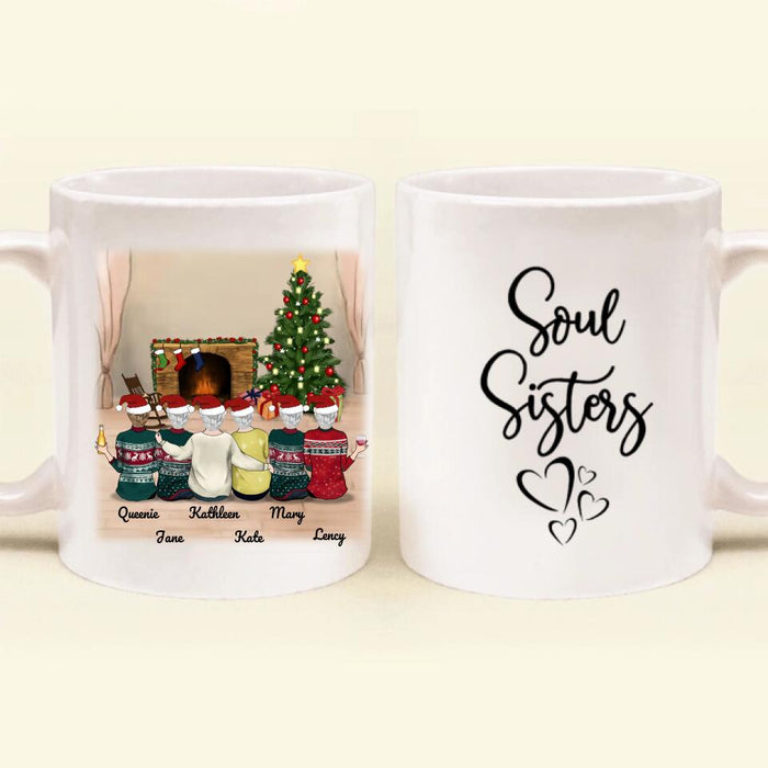 Custom Personalized Best Friends Christmas Gift Coffee Mug - Christmas Gift for Besties - Up to 6 Girls