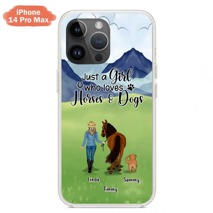 Custom Personalized Horse & Dog Phone Case - Gift Idea For Horse/Dog Lovers With Up To 2 Horses And 4 Dogs - Just A Girl Who Loves Horses & Dogs - Cases For iPhone & Samsung