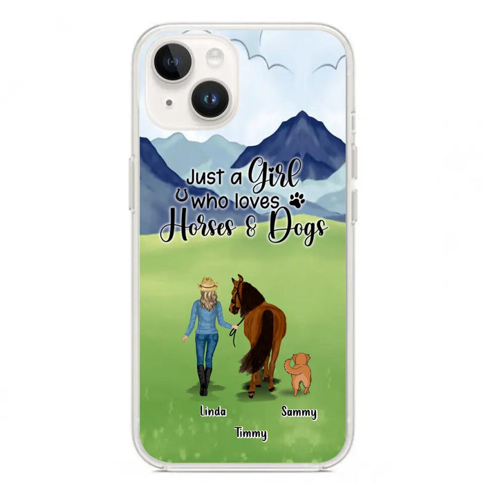 Custom Personalized Horse & Dog Phone Case - Gift Idea For Horse/Dog Lovers With Up To 2 Horses And 4 Dogs - Just A Girl Who Loves Horses & Dogs - Cases For iPhone & Samsung