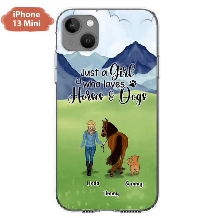 Custom Personalized Horse & Dog Phone Case - Gift Idea For Horse/Dog Lovers With Up To 2 Horses And 4 Dogs - Just A Girl Who Loves Horses & Dogs - Cases For iPhone & Samsung