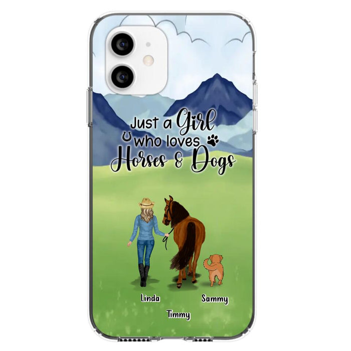 Custom Personalized Horse & Dog Phone Case - Gift Idea For Horse/Dog Lovers With Up To 2 Horses And 4 Dogs - Just A Girl Who Loves Horses & Dogs - Cases For iPhone & Samsung