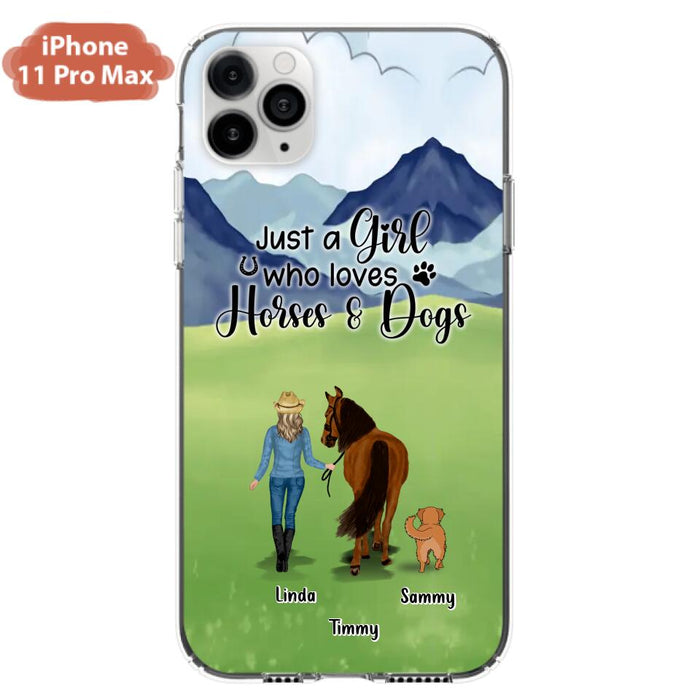 Custom Personalized Horse & Dog Phone Case - Gift Idea For Horse/Dog Lovers With Up To 2 Horses And 4 Dogs - Just A Girl Who Loves Horses & Dogs - Cases For iPhone & Samsung