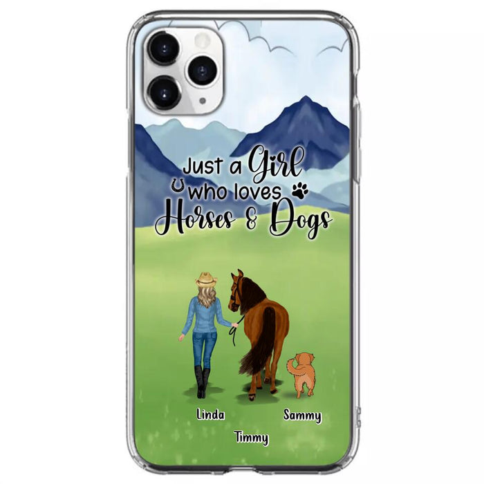 Custom Personalized Horse & Dog Phone Case - Gift Idea For Horse/Dog Lovers With Up To 2 Horses And 4 Dogs - Just A Girl Who Loves Horses & Dogs - Cases For iPhone & Samsung