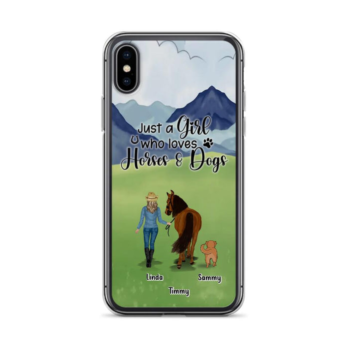 Custom Personalized Horse & Dog Phone Case - Gift Idea For Horse/Dog Lovers With Up To 2 Horses And 4 Dogs - Just A Girl Who Loves Horses & Dogs - Cases For iPhone & Samsung