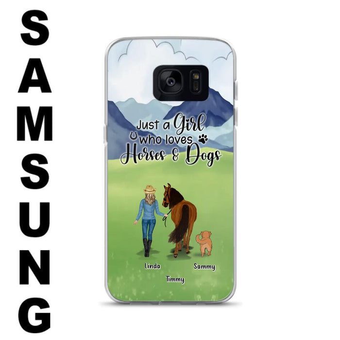 Custom Personalized Horse & Dog Phone Case - Gift Idea For Horse/Dog Lovers With Up To 2 Horses And 4 Dogs - Just A Girl Who Loves Horses & Dogs - Cases For iPhone & Samsung