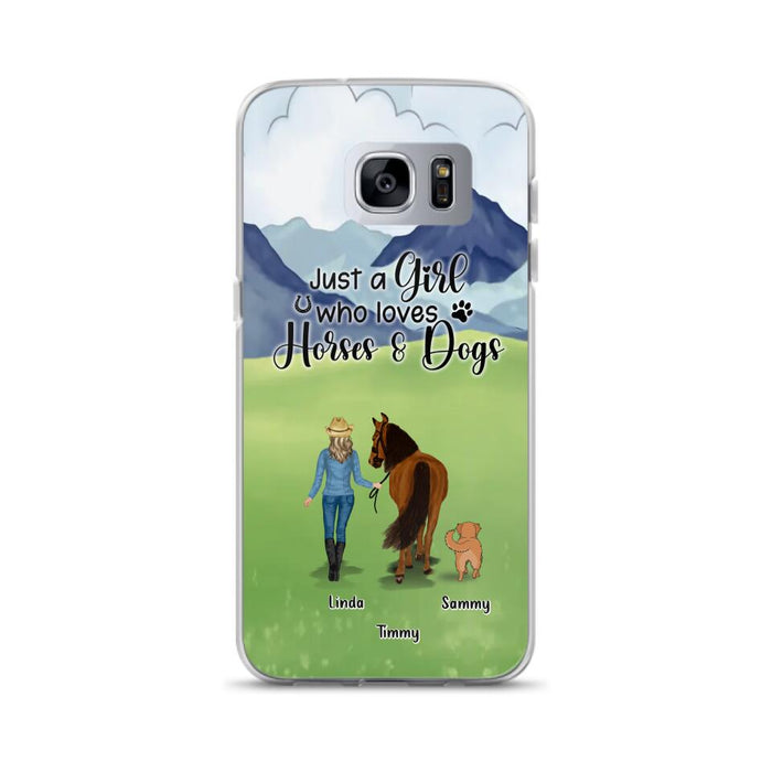 Custom Personalized Horse & Dog Phone Case - Gift Idea For Horse/Dog Lovers With Up To 2 Horses And 4 Dogs - Just A Girl Who Loves Horses & Dogs - Cases For iPhone & Samsung