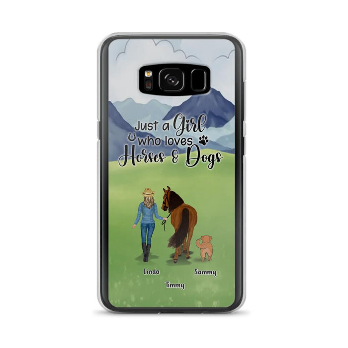 Custom Personalized Horse & Dog Phone Case - Gift Idea For Horse/Dog Lovers With Up To 2 Horses And 4 Dogs - Just A Girl Who Loves Horses & Dogs - Cases For iPhone & Samsung