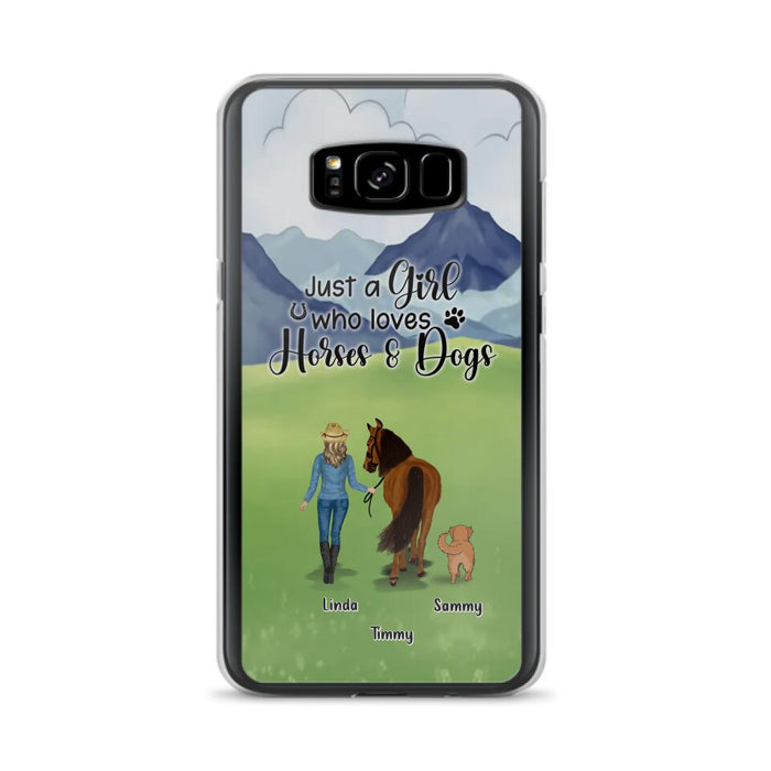 Custom Personalized Horse & Dog Phone Case - Gift Idea For Horse/Dog Lovers With Up To 2 Horses And 4 Dogs - Just A Girl Who Loves Horses & Dogs - Cases For iPhone & Samsung