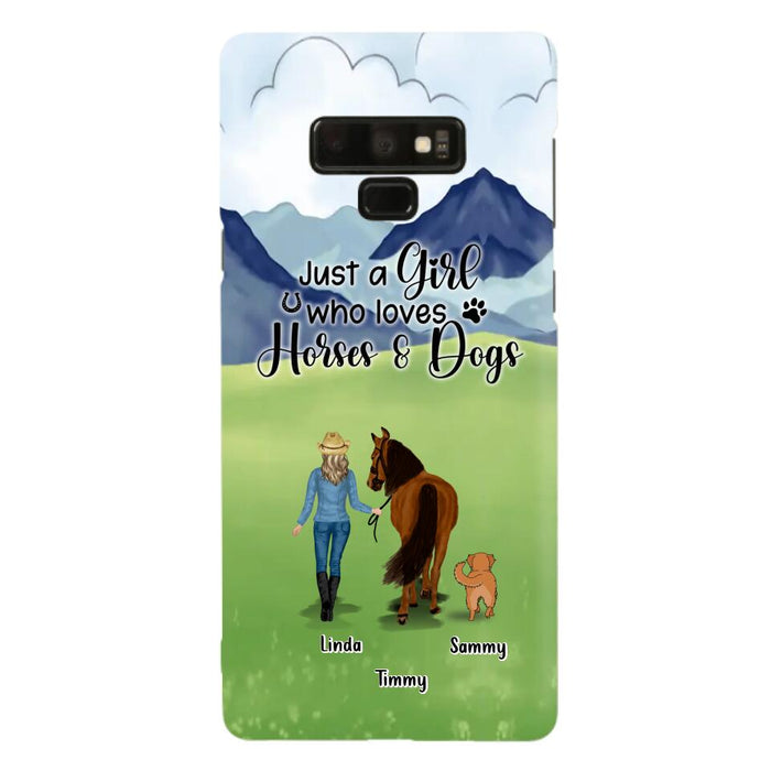 Custom Personalized Horse & Dog Phone Case - Gift Idea For Horse/Dog Lovers With Up To 2 Horses And 4 Dogs - Just A Girl Who Loves Horses & Dogs - Cases For iPhone & Samsung