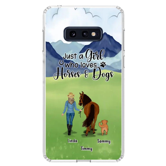 Custom Personalized Horse & Dog Phone Case - Gift Idea For Horse/Dog Lovers With Up To 2 Horses And 4 Dogs - Just A Girl Who Loves Horses & Dogs - Cases For iPhone & Samsung