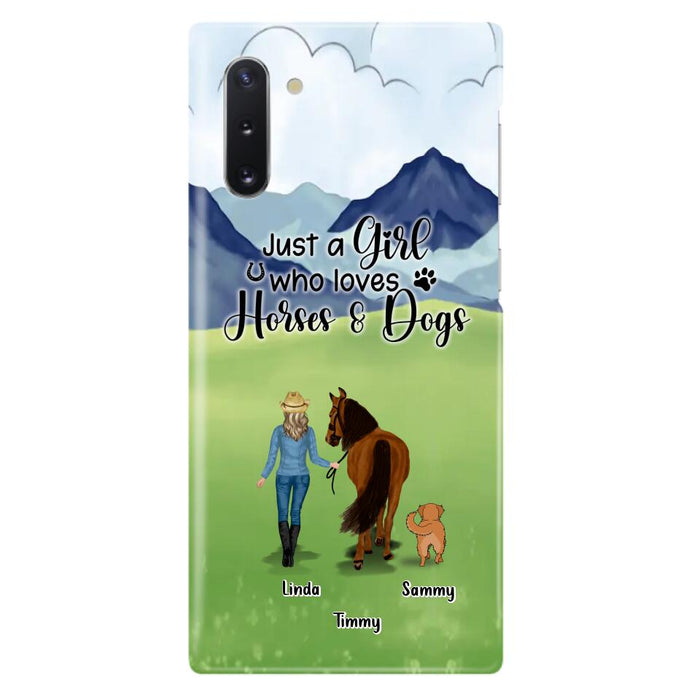 Custom Personalized Horse & Dog Phone Case - Gift Idea For Horse/Dog Lovers With Up To 2 Horses And 4 Dogs - Just A Girl Who Loves Horses & Dogs - Cases For iPhone & Samsung