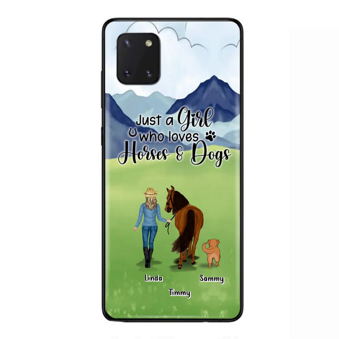 Custom Personalized Horse & Dog Phone Case - Gift Idea For Horse/Dog Lovers With Up To 2 Horses And 4 Dogs - Just A Girl Who Loves Horses & Dogs - Cases For iPhone & Samsung