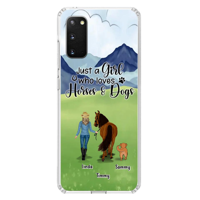 Custom Personalized Horse & Dog Phone Case - Gift Idea For Horse/Dog Lovers With Up To 2 Horses And 4 Dogs - Just A Girl Who Loves Horses & Dogs - Cases For iPhone & Samsung