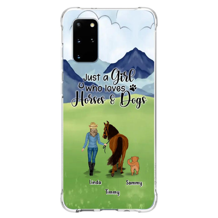 Custom Personalized Horse & Dog Phone Case - Gift Idea For Horse/Dog Lovers With Up To 2 Horses And 4 Dogs - Just A Girl Who Loves Horses & Dogs - Cases For iPhone & Samsung