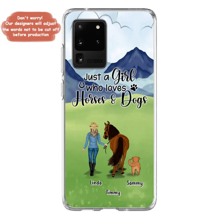 Custom Personalized Horse & Dog Phone Case - Gift Idea For Horse/Dog Lovers With Up To 2 Horses And 4 Dogs - Just A Girl Who Loves Horses & Dogs - Cases For iPhone & Samsung