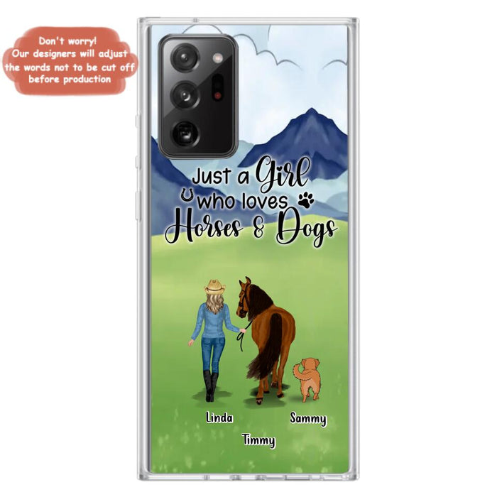 Custom Personalized Horse & Dog Phone Case - Gift Idea For Horse/Dog Lovers With Up To 2 Horses And 4 Dogs - Just A Girl Who Loves Horses & Dogs - Cases For iPhone & Samsung