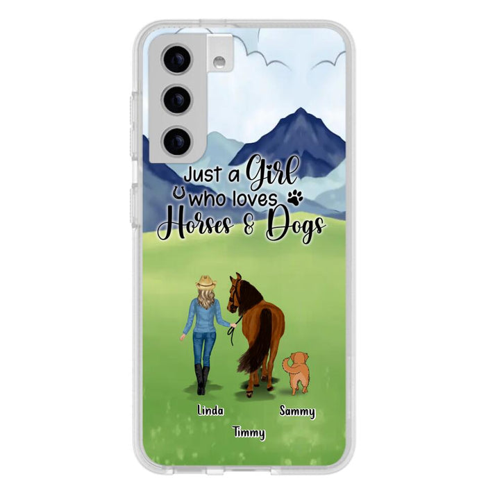 Custom Personalized Horse & Dog Phone Case - Gift Idea For Horse/Dog Lovers With Up To 2 Horses And 4 Dogs - Just A Girl Who Loves Horses & Dogs - Cases For iPhone & Samsung