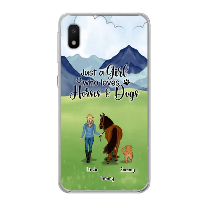 Custom Personalized Horse & Dog Phone Case - Gift Idea For Horse/Dog Lovers With Up To 2 Horses And 4 Dogs - Just A Girl Who Loves Horses & Dogs - Cases For iPhone & Samsung