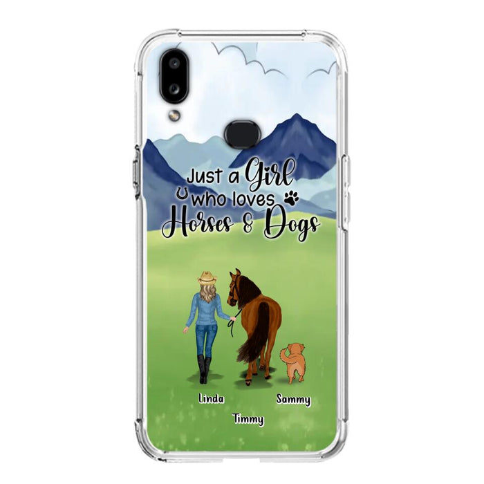 Custom Personalized Horse & Dog Phone Case - Gift Idea For Horse/Dog Lovers With Up To 2 Horses And 4 Dogs - Just A Girl Who Loves Horses & Dogs - Cases For iPhone & Samsung