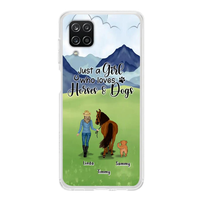 Custom Personalized Horse & Dog Phone Case - Gift Idea For Horse/Dog Lovers With Up To 2 Horses And 4 Dogs - Just A Girl Who Loves Horses & Dogs - Cases For iPhone & Samsung