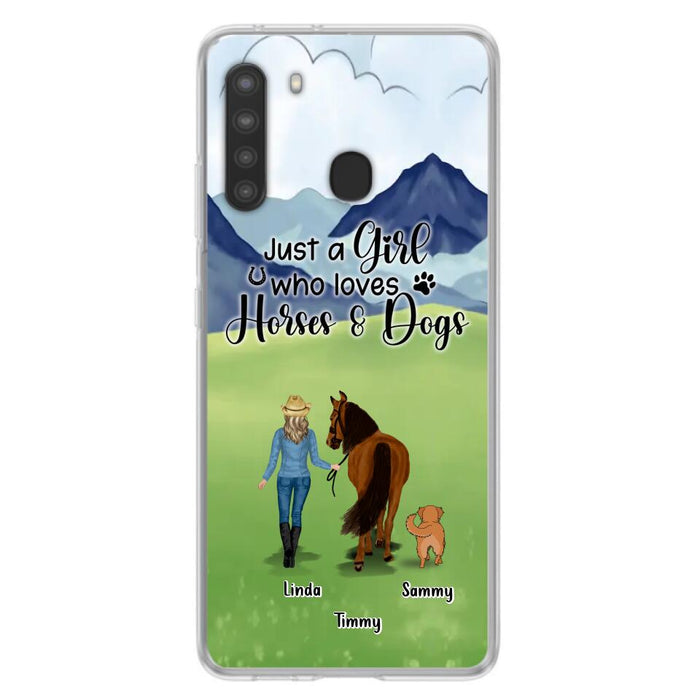 Custom Personalized Horse & Dog Phone Case - Gift Idea For Horse/Dog Lovers With Up To 2 Horses And 4 Dogs - Just A Girl Who Loves Horses & Dogs - Cases For iPhone & Samsung