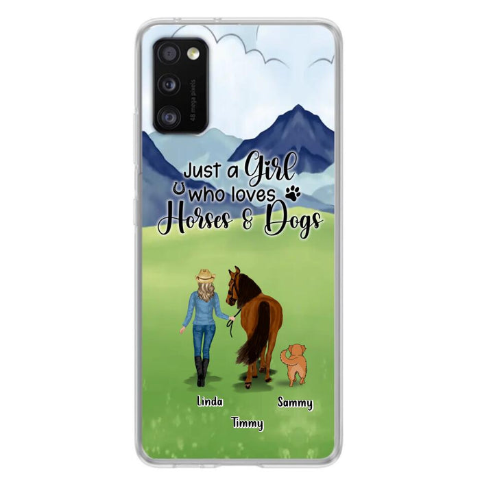 Custom Personalized Horse & Dog Phone Case - Gift Idea For Horse/Dog Lovers With Up To 2 Horses And 4 Dogs - Just A Girl Who Loves Horses & Dogs - Cases For iPhone & Samsung