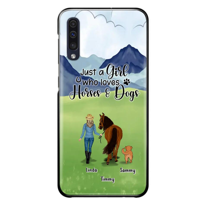 Custom Personalized Horse & Dog Phone Case - Gift Idea For Horse/Dog Lovers With Up To 2 Horses And 4 Dogs - Just A Girl Who Loves Horses & Dogs - Cases For iPhone & Samsung