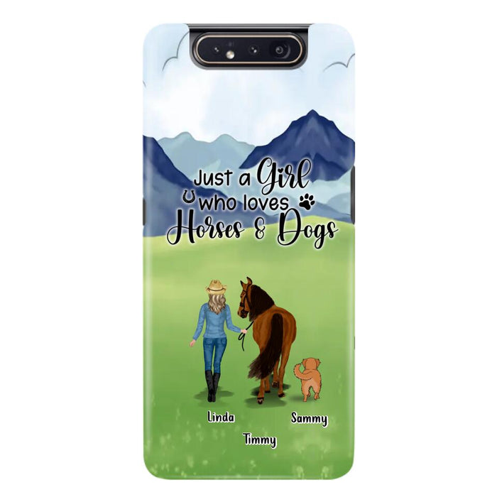 Custom Personalized Horse & Dog Phone Case - Gift Idea For Horse/Dog Lovers With Up To 2 Horses And 4 Dogs - Just A Girl Who Loves Horses & Dogs - Cases For iPhone & Samsung