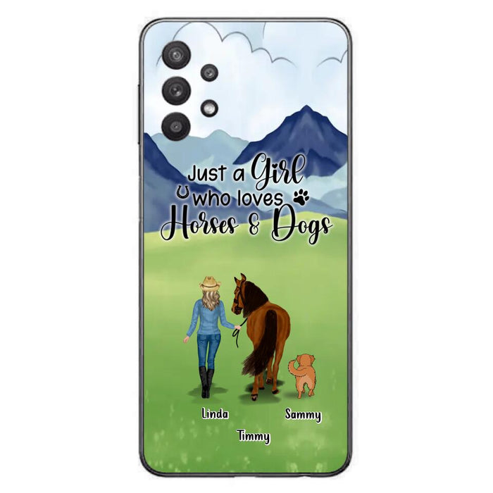 Custom Personalized Horse & Dog Phone Case - Gift Idea For Horse/Dog Lovers With Up To 2 Horses And 4 Dogs - Just A Girl Who Loves Horses & Dogs - Cases For iPhone & Samsung