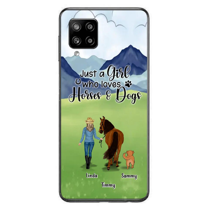 Custom Personalized Horse & Dog Phone Case - Gift Idea For Horse/Dog Lovers With Up To 2 Horses And 4 Dogs - Just A Girl Who Loves Horses & Dogs - Cases For iPhone & Samsung