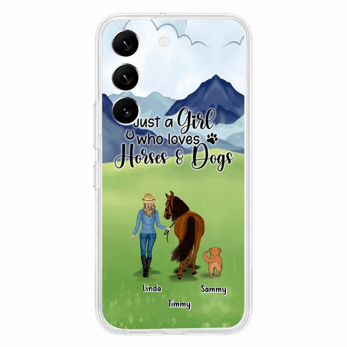 Custom Personalized Horse & Dog Phone Case - Gift Idea For Horse/Dog Lovers With Up To 2 Horses And 4 Dogs - Just A Girl Who Loves Horses & Dogs - Cases For iPhone & Samsung