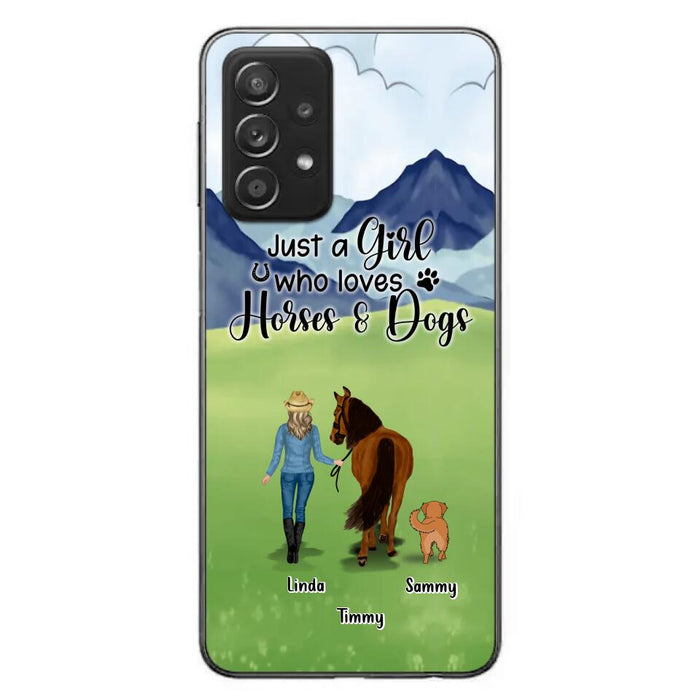 Custom Personalized Horse & Dog Phone Case - Gift Idea For Horse/Dog Lovers With Up To 2 Horses And 4 Dogs - Just A Girl Who Loves Horses & Dogs - Cases For iPhone & Samsung