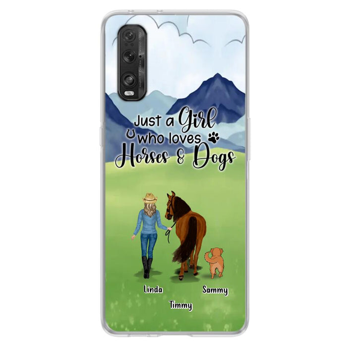 Custom Personalized Horse & Dog Phone Case - Gift Idea For Horse/Dog Lovers With Up To 2 Horses And 4 Dogs - Just A Girl Who Loves Horses & Dogs - Cases For Oppo, Xiaomi & Huawei