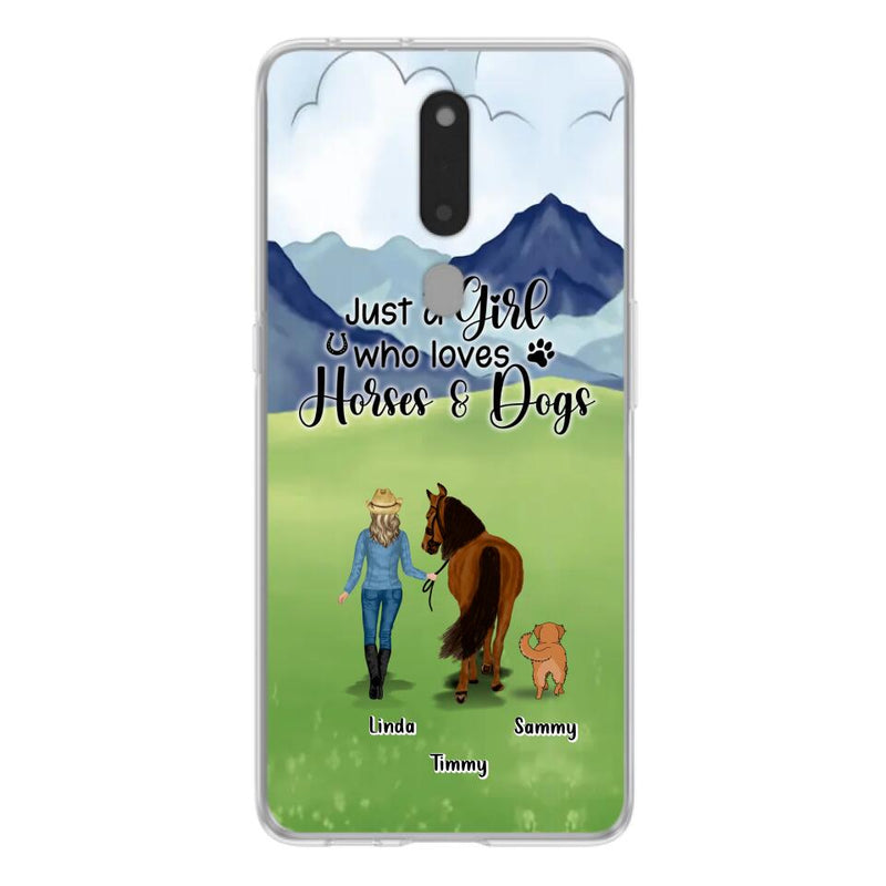 Custom Personalized Horse & Dog Phone Case - Gift Idea For Horse/Dog Lovers With Up To 2 Horses And 4 Dogs - Just A Girl Who Loves Horses & Dogs - Cases For Oppo, Xiaomi & Huawei