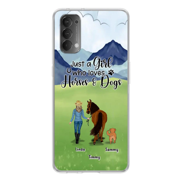 Custom Personalized Horse & Dog Phone Case - Gift Idea For Horse/Dog Lovers With Up To 2 Horses And 4 Dogs - Just A Girl Who Loves Horses & Dogs - Cases For Oppo, Xiaomi & Huawei