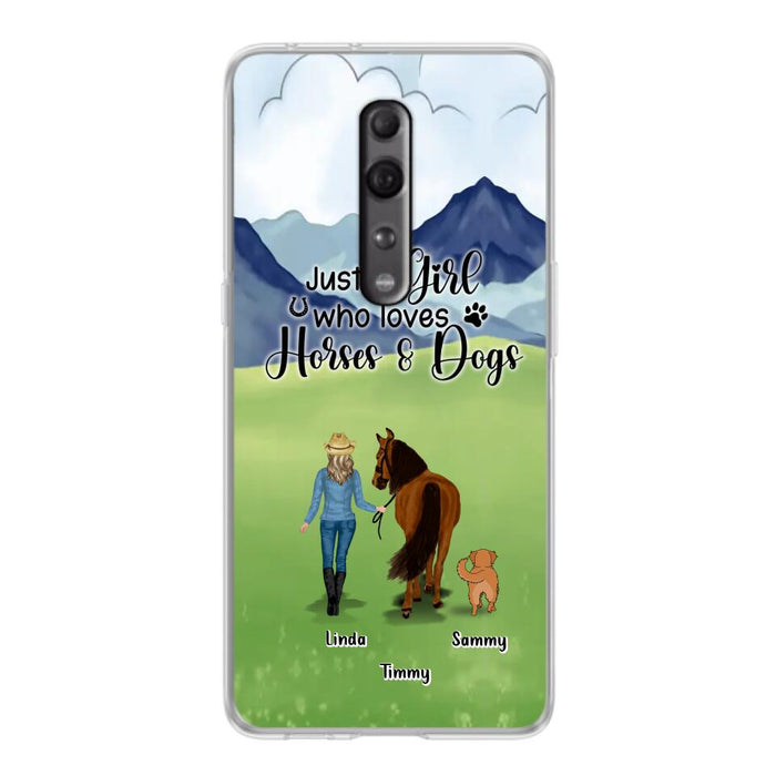 Custom Personalized Horse & Dog Phone Case - Gift Idea For Horse/Dog Lovers With Up To 2 Horses And 4 Dogs - Just A Girl Who Loves Horses & Dogs - Cases For Oppo, Xiaomi & Huawei