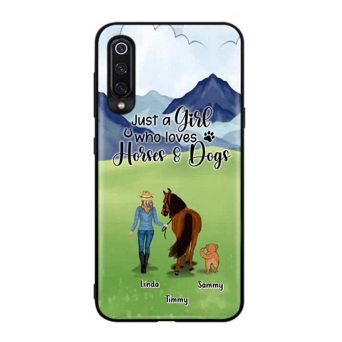 Custom Personalized Horse & Dog Phone Case - Gift Idea For Horse/Dog Lovers With Up To 2 Horses And 4 Dogs - Just A Girl Who Loves Horses & Dogs - Cases For Oppo, Xiaomi & Huawei