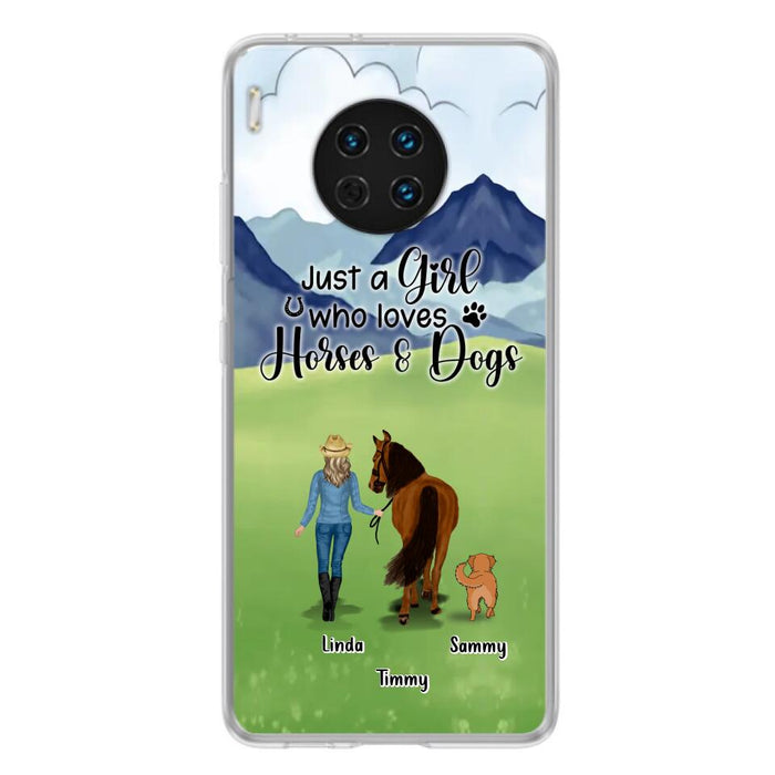 Custom Personalized Horse & Dog Phone Case - Gift Idea For Horse/Dog Lovers With Up To 2 Horses And 4 Dogs - Just A Girl Who Loves Horses & Dogs - Cases For Oppo, Xiaomi & Huawei