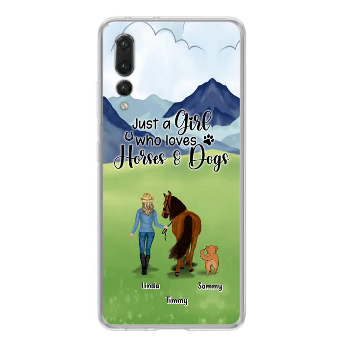 Custom Personalized Horse & Dog Phone Case - Gift Idea For Horse/Dog Lovers With Up To 2 Horses And 4 Dogs - Just A Girl Who Loves Horses & Dogs - Cases For Oppo, Xiaomi & Huawei