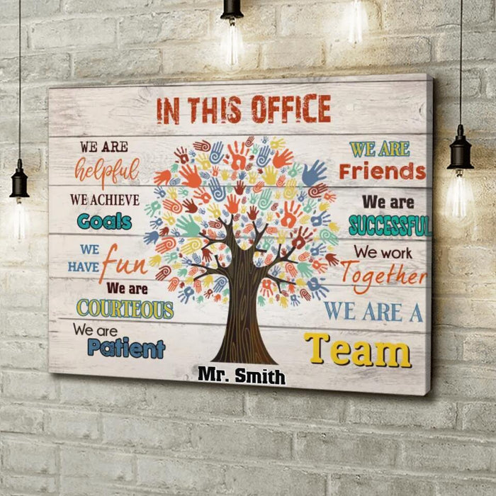 Custom Personalized Social Worker Horizontal Canvas - In This Office We Are Helpful We Are A Team