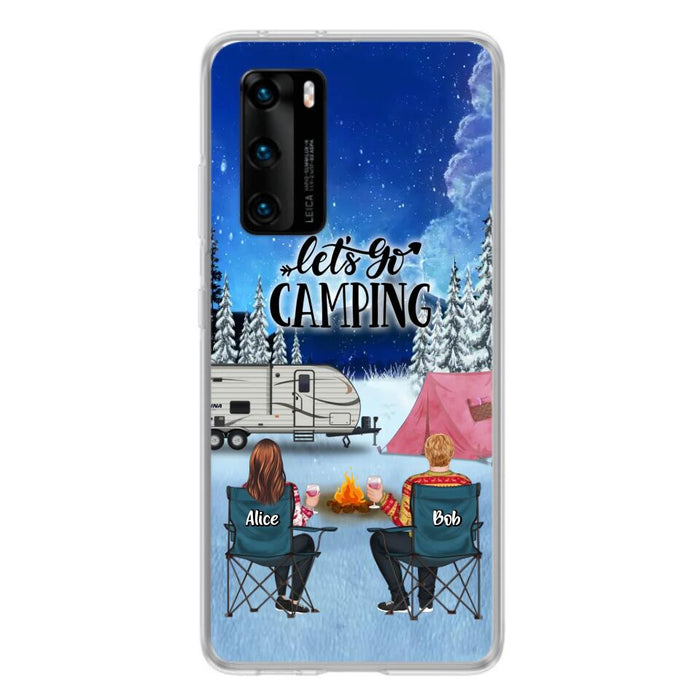 Custom Personalized Christmas Camping Phone Case - Christmas Gift For Family/ Couple/ Camping Lover - Upto 2 Kids and 3 Pets - Let's Go Camping - Case For Xiaomi, Oppo And Huawei