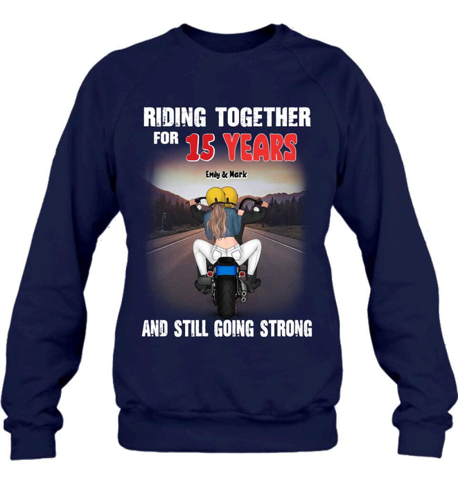 Personalized Biker Shirt/ Hoodie - Biker/ Couple/ Christmas Gift Idea - Riding Together For 15 Years And Still Going Strong