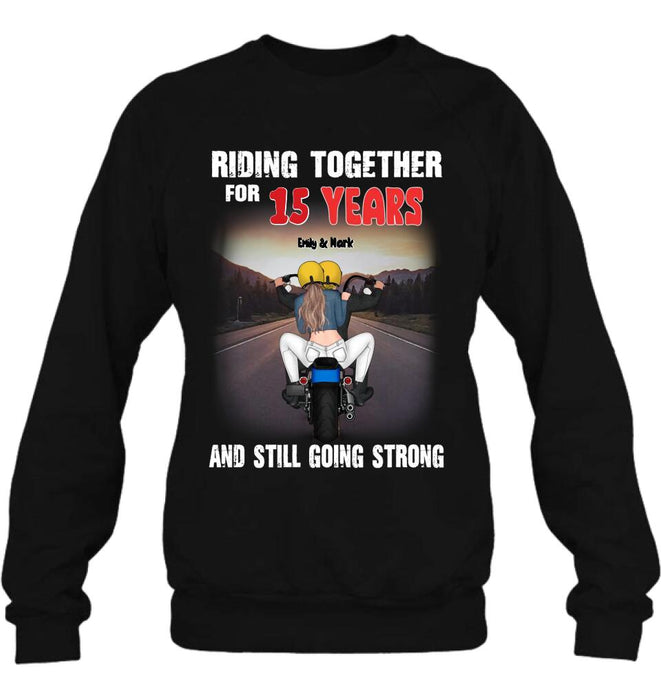 Personalized Biker Shirt/ Hoodie - Biker/ Couple/ Christmas Gift Idea - Riding Together For 15 Years And Still Going Strong